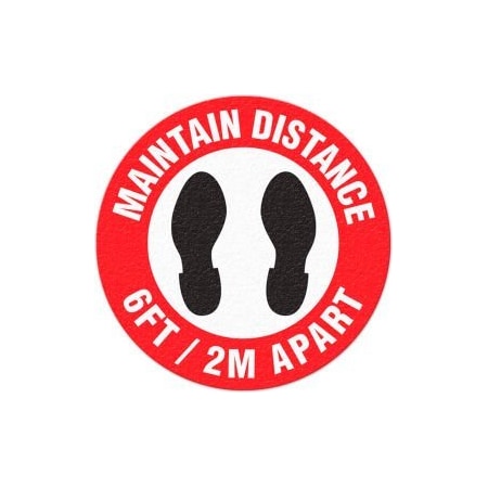 Top Tape And Label Maintain Distance 6ft Apart, Adhesive Floor Sign, 17" Round FS1045V